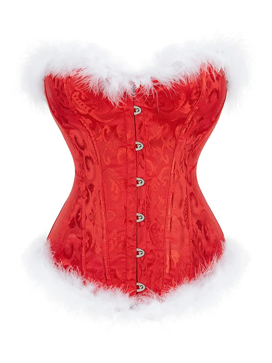 

Christmas Corset Santa Lingerie for Women Sexy Christmas Mrs Claus Costume Bustier Corset Top