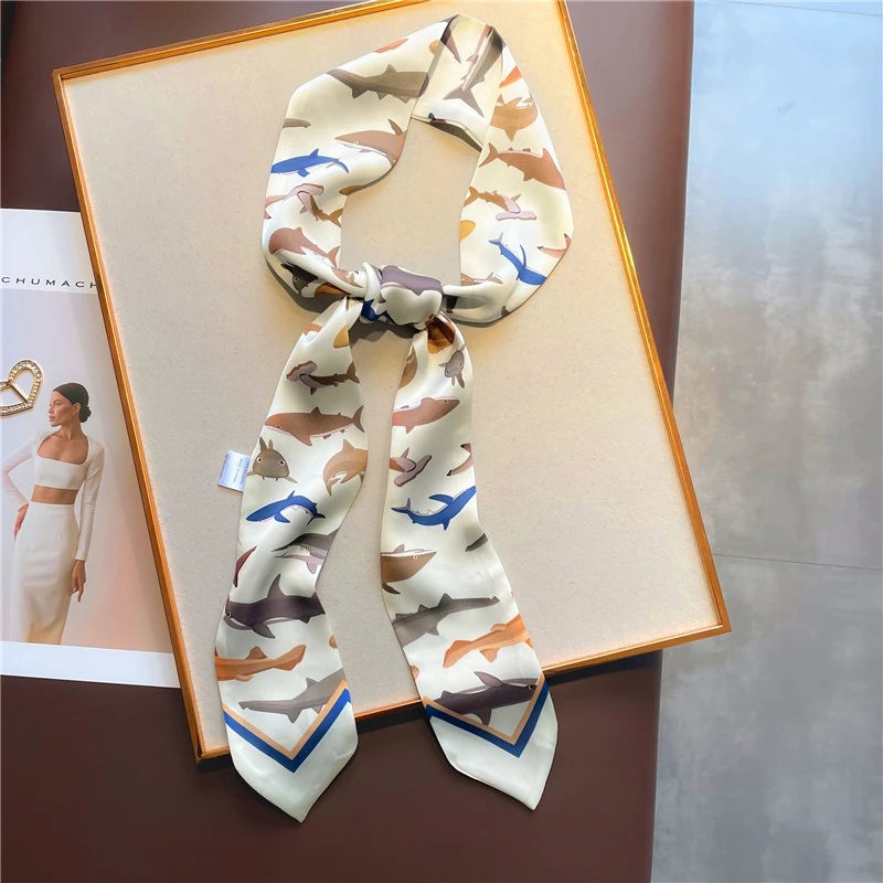 New Silk New Small Women Fashion Scarf Hair Bag Handle Decoration Tie  Multifunction Hand Ribbon Printed Streamers