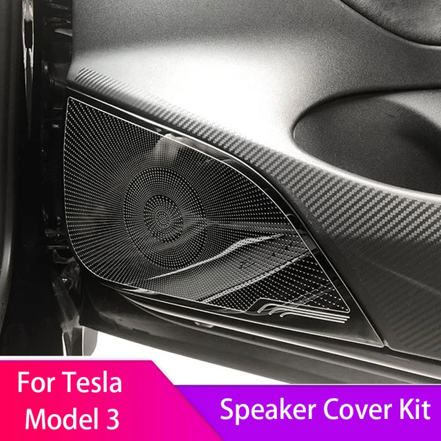 Silver Car Coaxial Front Door Speaker Cover Trim Grill Mesh for Tesla Model  3