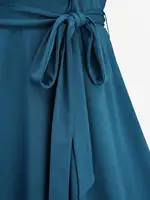 ROSEGAL Plus Size Women's Crossover Bust Solid Dress with Removable Belt Peacock Blue Romantic Vintage Casual Dresses Vestidos - Image 3