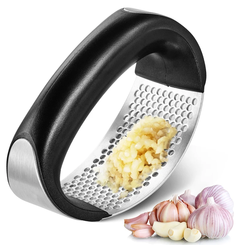 Garlic Press Rocker, Stainless Steel Garlic Mincer Crusher Professional  Kitchen Gadgets Garlic Chopper with Ergonomic Handle, Silicone Garlic Peeler