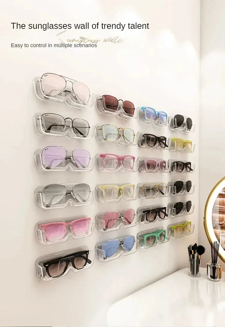 1/2/3PCSWand Montiert Gläser Lagerung Box Punch-freies Selbst-klebe Glas Vitrine Gläser lagerung Box Sonnenbrille Organizer – Detail 14