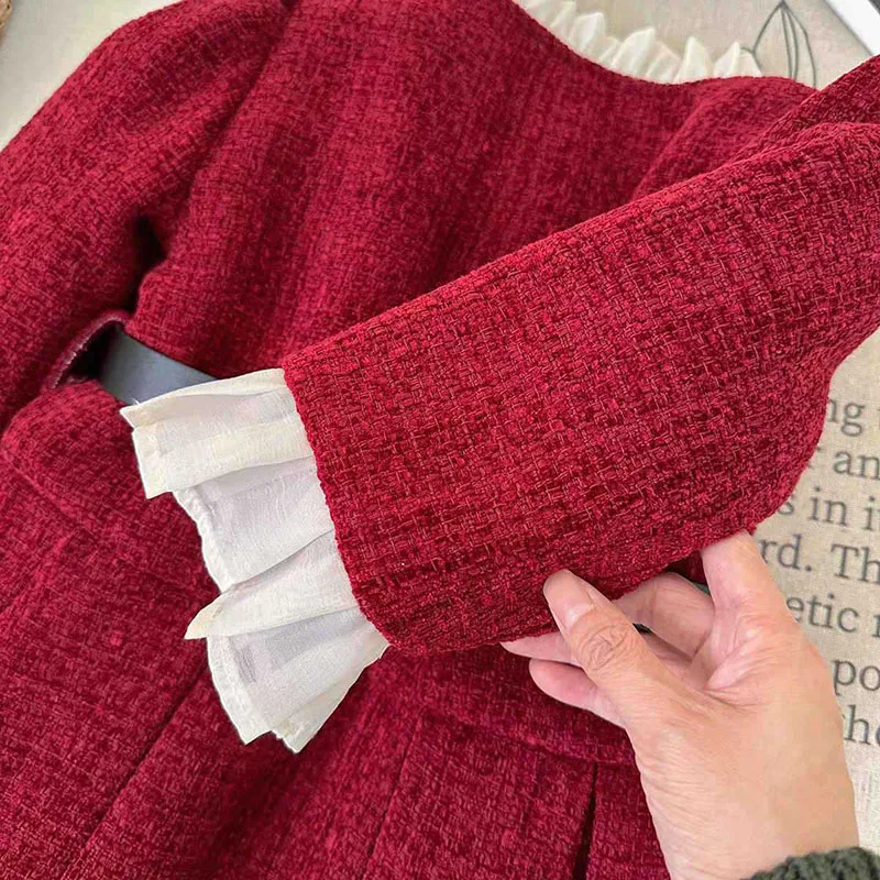 Autumn Kids Fleece Padded Girls Coat Dress