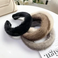 2025 Hot Sale Women Luxury winter 100% Real Mink Fur Headbands High Quality Real Fur Hair Band Lady Fashion Hair Hoop Furry Gift - Image 5