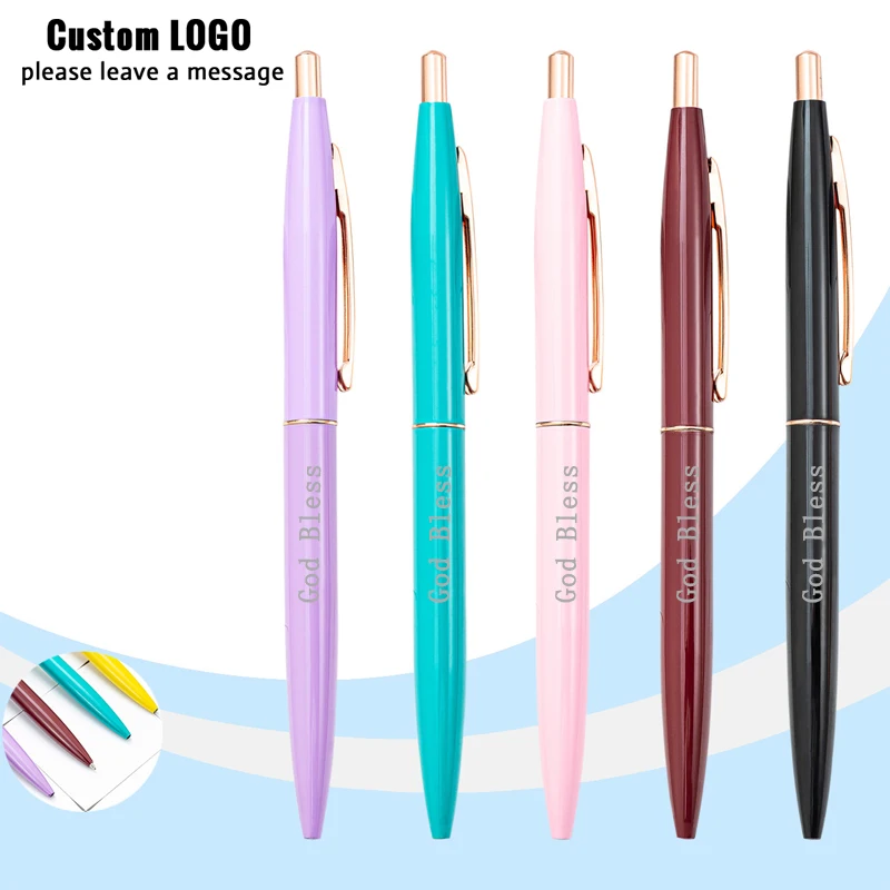 

Macarone Multicolor Push Ball Point Pen Custom Logo Business Banquet Advertising Gift Pens School Office Stationery Wholesale