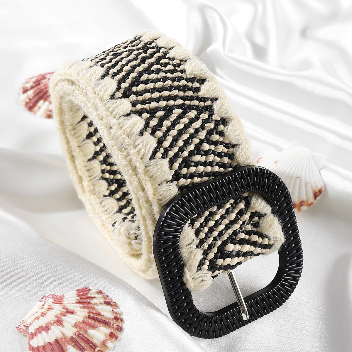 New Boho Women Patchwork Straw Braided Belt Spring/summer PP Straw Knitted Waistband Female Designer Wide Belt Dress Decoration fashion pu leather women thin belt simple solid color versatile pin buckle thin belt dress decoration women designer belts