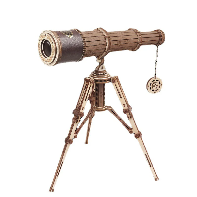 2023 New DIY 3D Monocular Telescope Manually Assembled Wooden Model Building Blocks Game Gifts Boys Kids Adult Toys Puzzles