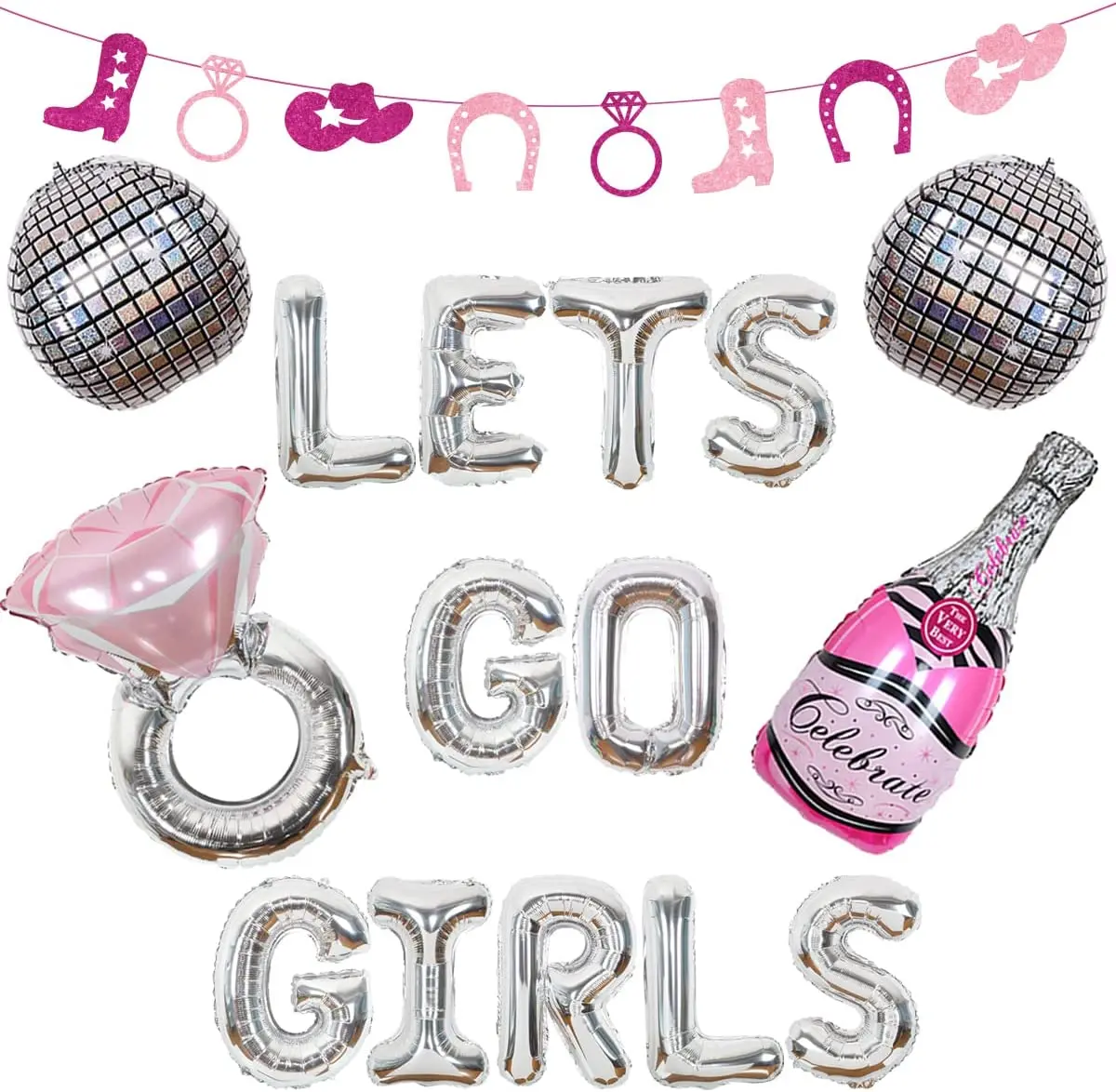 

Сюрприз Lets Go Girls Banner с воздушными шарами, украшения для девичника пастушки, западный свадебный душ, украшение для вечеринки