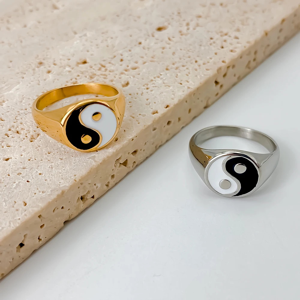Stainless steel Yin Yang Bagua diagram ring Men's Women's Engagement jewelry, finger rings,fashion rings,engagement rings,stainless steel rings,metal rings