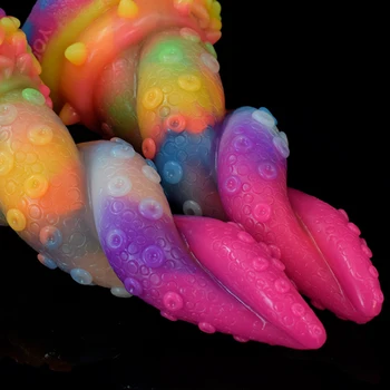 GEEBA Glow In Dark Octopus Tentacle Fantasy Dildo Anal Plug Soft Luminous Sex Toys For Women Men G-Spot Stimulate Sex Products 2