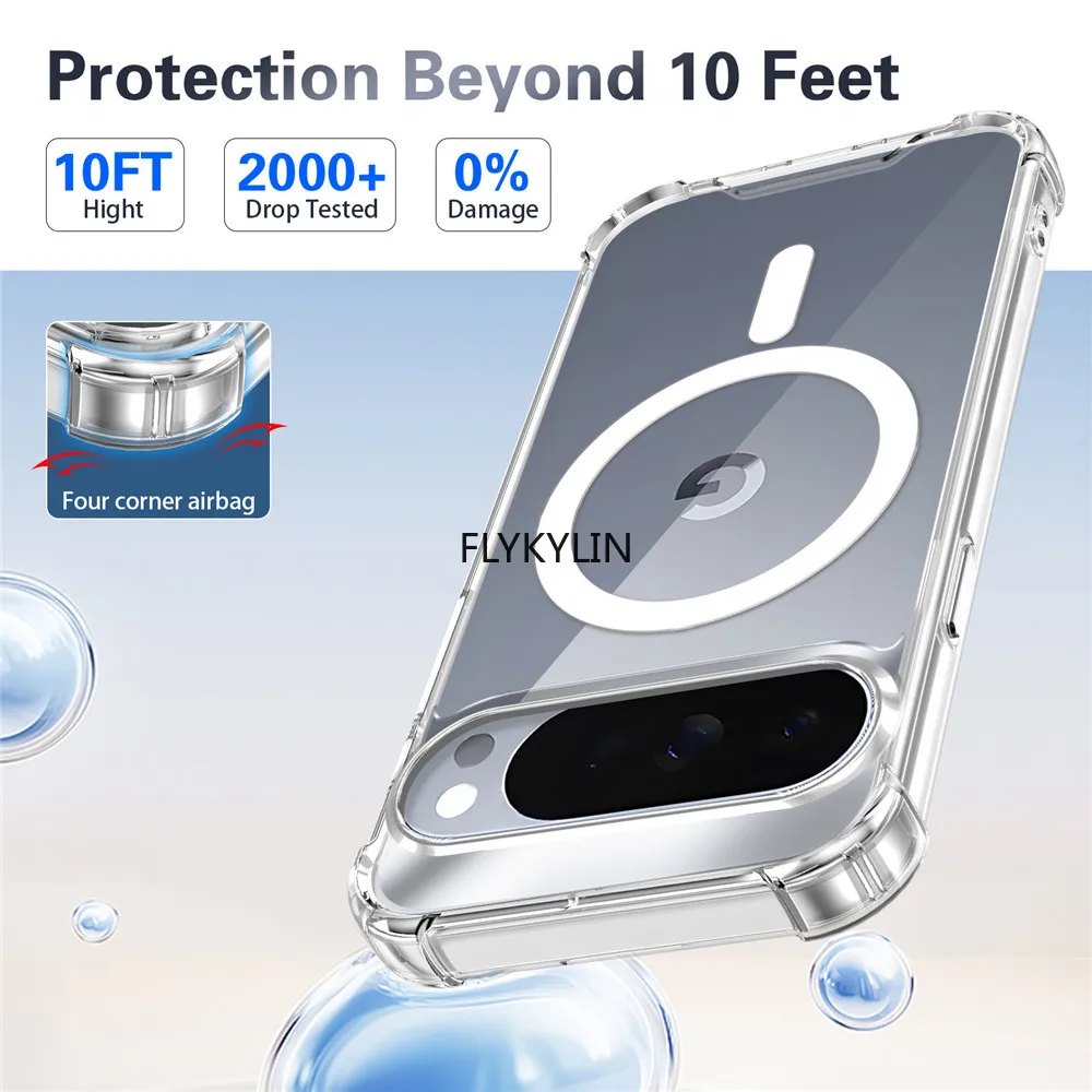 Magsafe Magnetic Transparent Phone Case with Four-Corner Anti-Fall Protection
