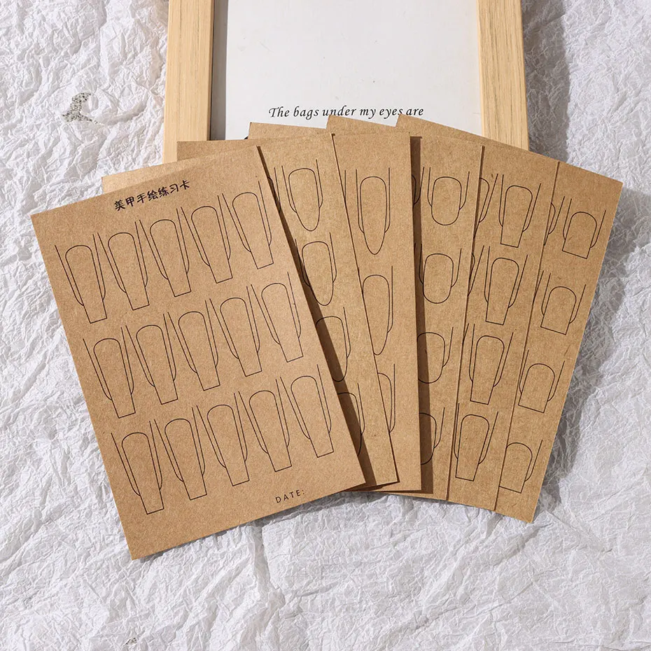 Double-sided Nail Practice Kraft Paper Cardboard Clear Training Nail Art Painting Card Reusable Salon Beginner Manicure Tools ﻿