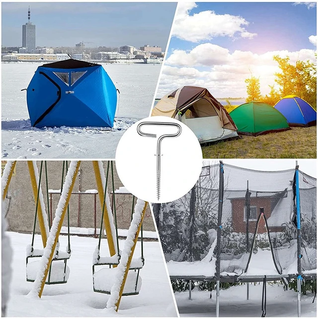 8X Ice Fishing Shelter Anchor Ice Shanty Anchor Outdoor Camping Tent  Threaded Tent Peg Winter Steel Ice Tent Accessories - AliExpress