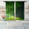2pc,  Scene Curtains Forest1 Machine Washable Fabric,Without Electricity Spring Party & Holiday Decor Perfect for Holiday 2