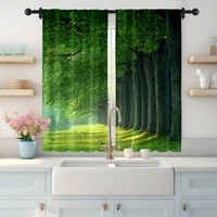 2pc,  Scene Curtains Forest1 Machine Washable Fabric,Without Electricity Spring Party & Holiday Decor Perfect for Holiday 2