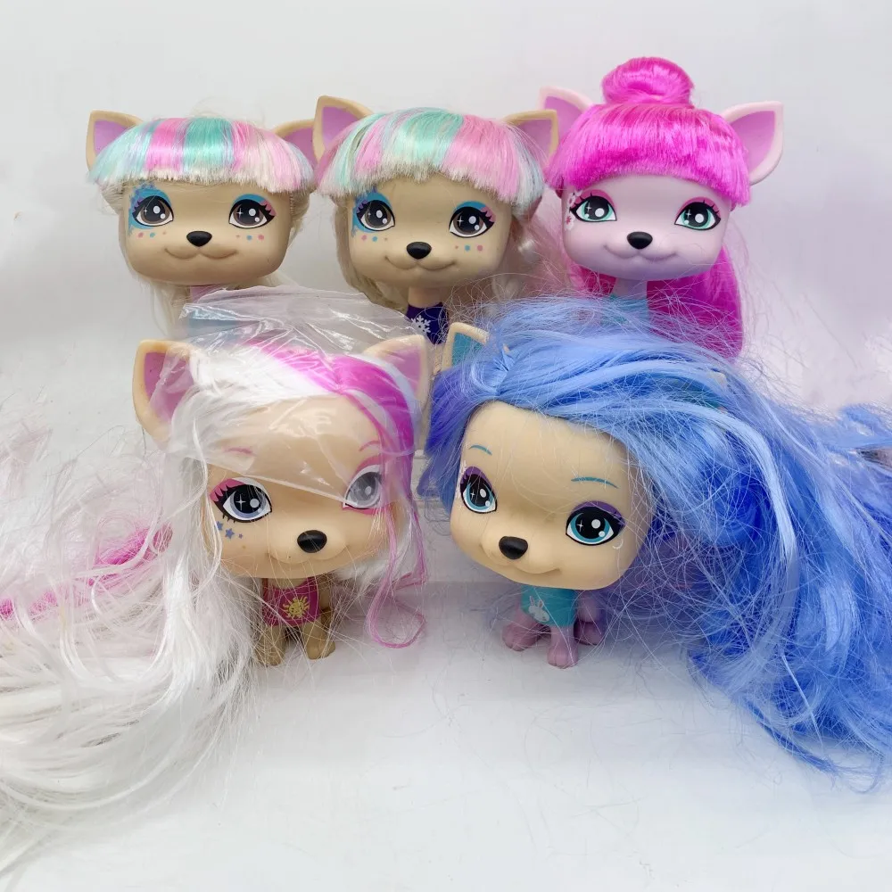 

3/5pcs Original Colored Hair Vip Dog Toys Cat Collection Model Toys 11cm Old Lovely Pets Toy Shop Figures Classic Little Pet