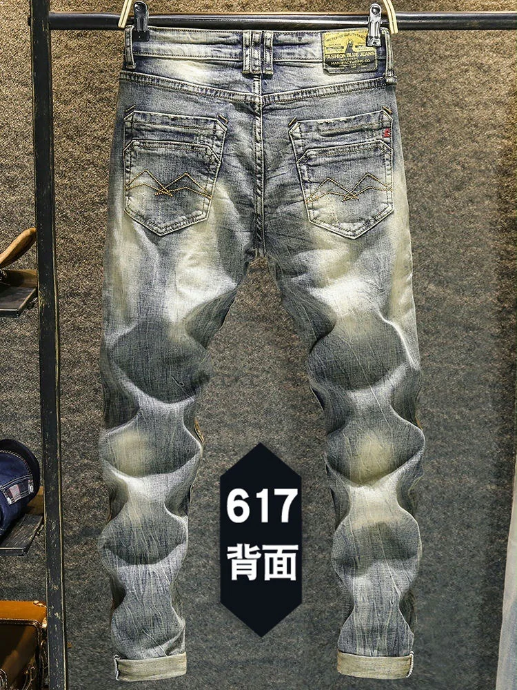 Elastic Old Pants Men's Jeans 2022 New Autumn Winter Slim Feet