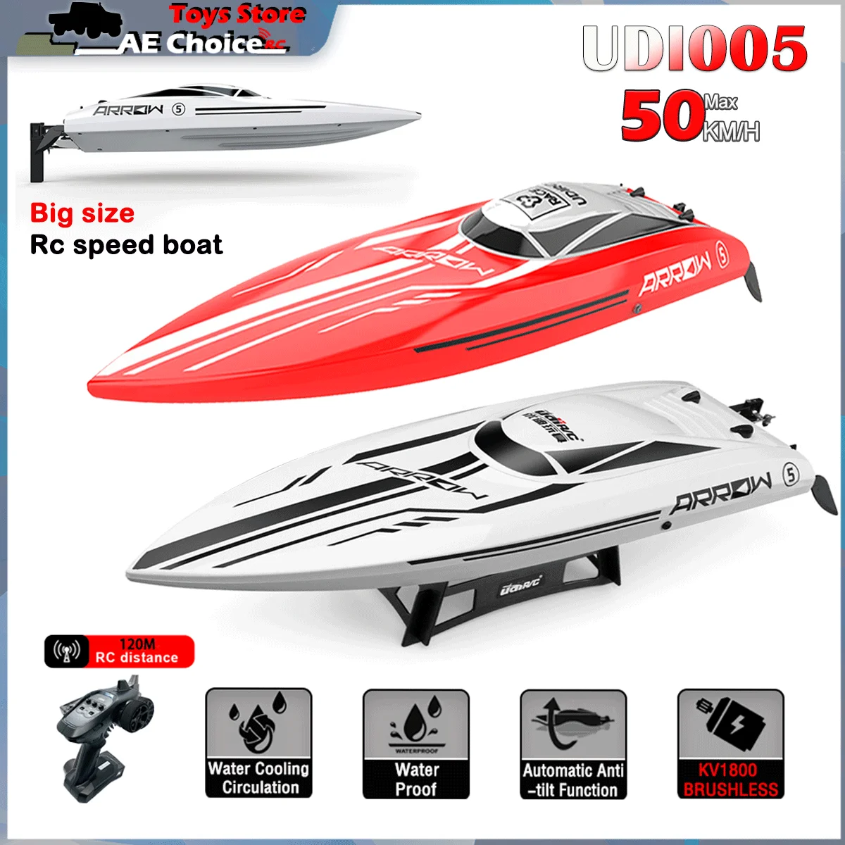 RC brod UDIRC UDI005 50km/h Beščetkasti motor 2.4GHz