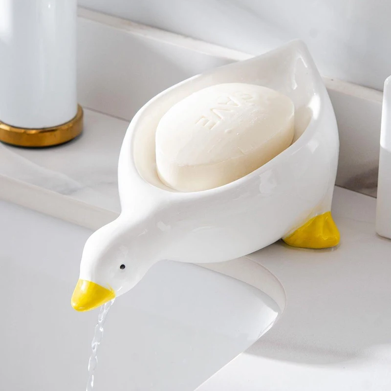 

1PC Yellow Duck Shape Soap Box Cartoon Soap Dish Drainable Soap Holder Soap Container Soap Dish For Tray Bathroom Accessories