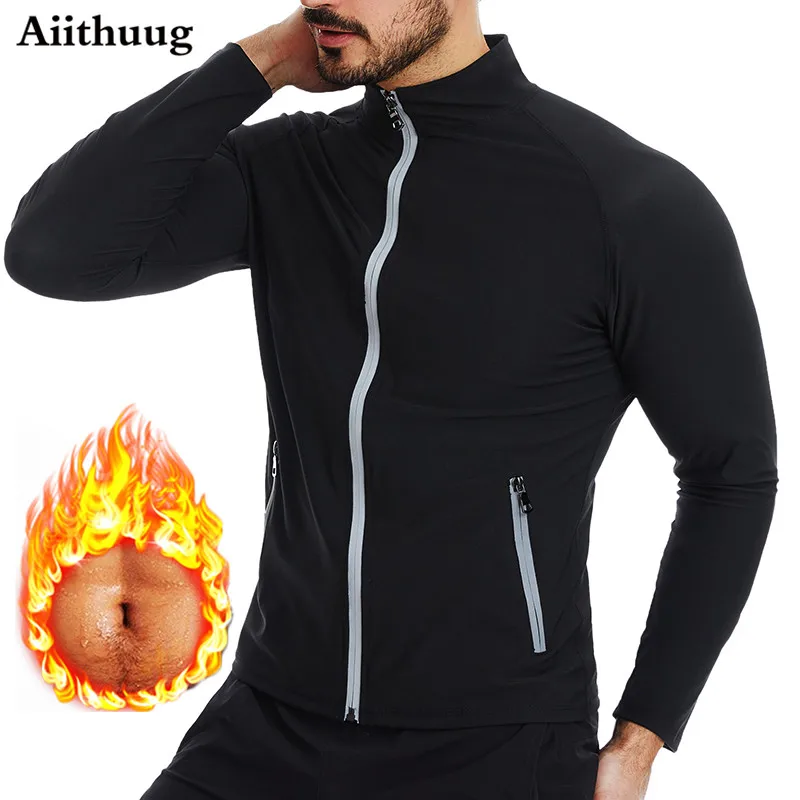 Body Shaper Sweat Sauna Suit Men Sauna Sweat Jackets Zipper Pockets Zipper Long Sleeve Workout Jacket Mens Gym