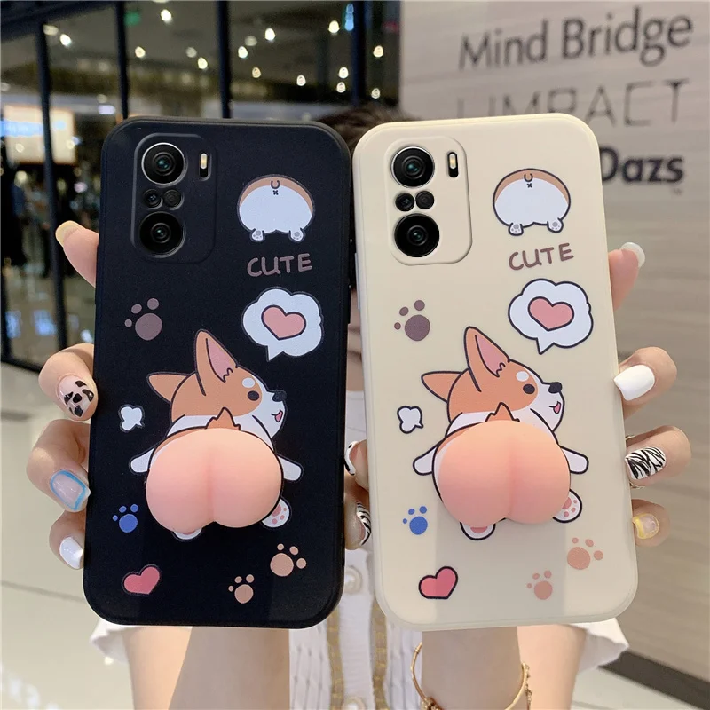 Custodia Per Telefono Per Xiaomi 11T Mi 6X8 9 Se A2 A3 11I 11X Pro 11 Lite 5G Cc9E Mix 2S 3 4 Simpatico Cartone Animato Peach Corgi Dog Natiche Cover