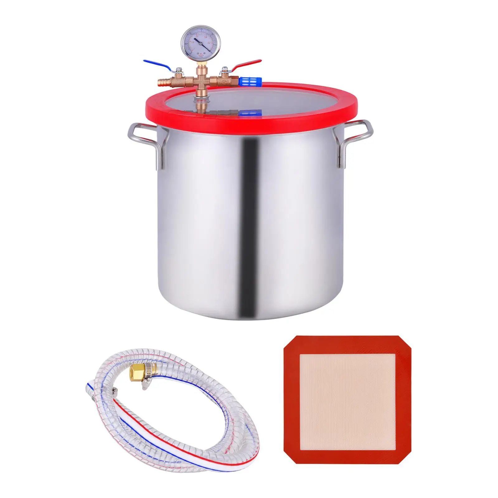 Vacuum Chamber with Pump Hose Stainless Steel Degassing Chamber for Degassing