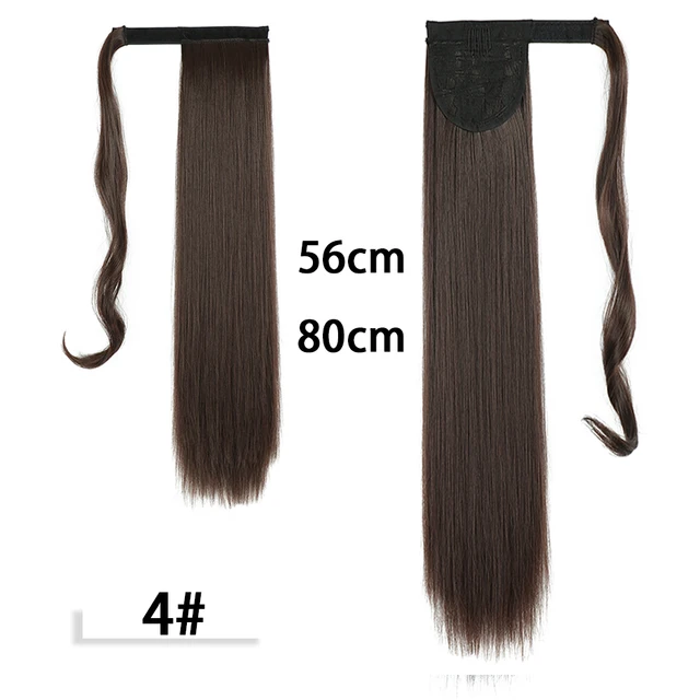 My-Diva Long Straight Heat Resistant Synthetic Ponytail Hair Extension Wrap Around  Fake Hair Clip In Brown Pony Tail 4