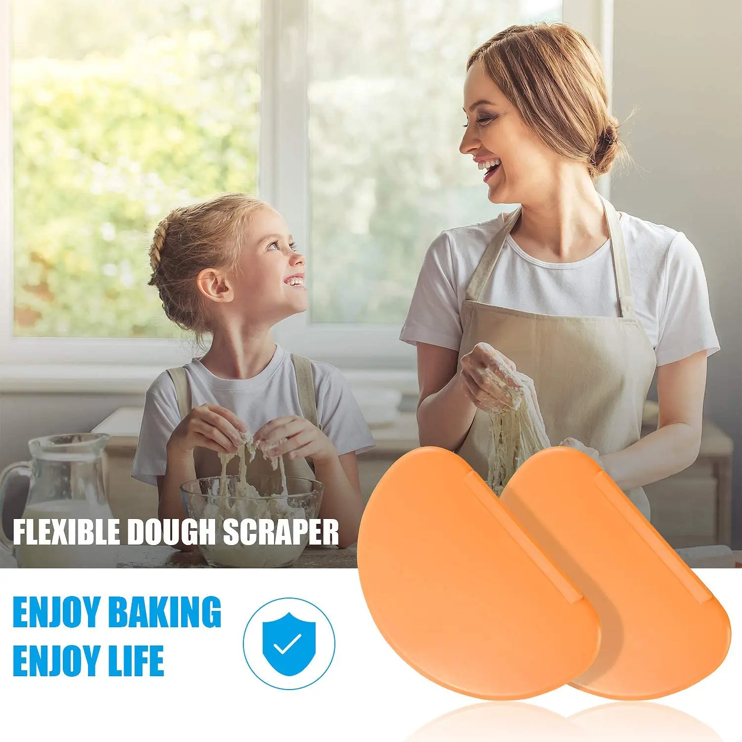 Baking Tools 1Pcs Flexible Bowl Scraper Dough Scrapers Spatula Multipurpose Curved Pastry Scraper Flat Edge Mixing Bowl Cutter