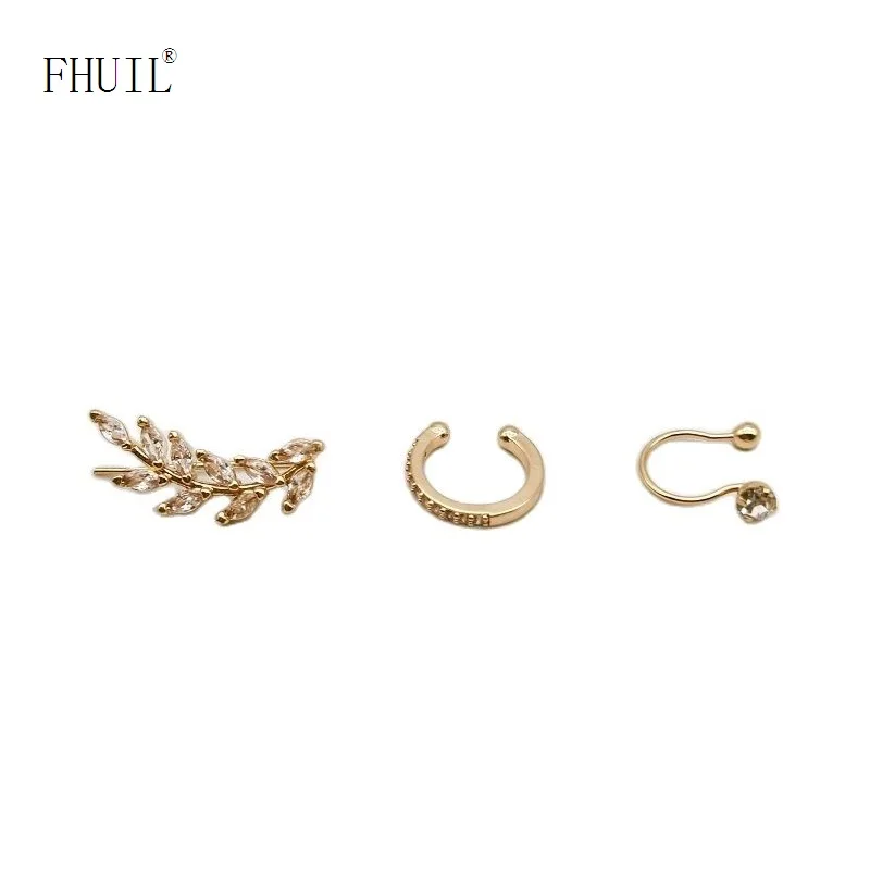 

3PCS New Arrivals Copper Alloy Zircon Clip Earrings For Women Man Girl Boy Fashion Jewelry 2023 Gift Accessories