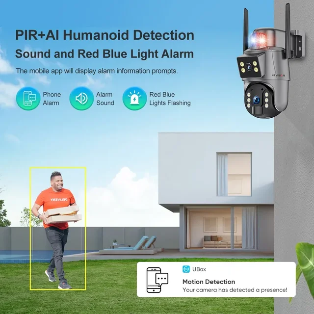 LS VISION Ubox 8MP 4G SIM Solar Camera Wireless Wifi Outdoor Dual Screen 4K Human Detect Auto Tracking 360° Surveillance Cameras 3