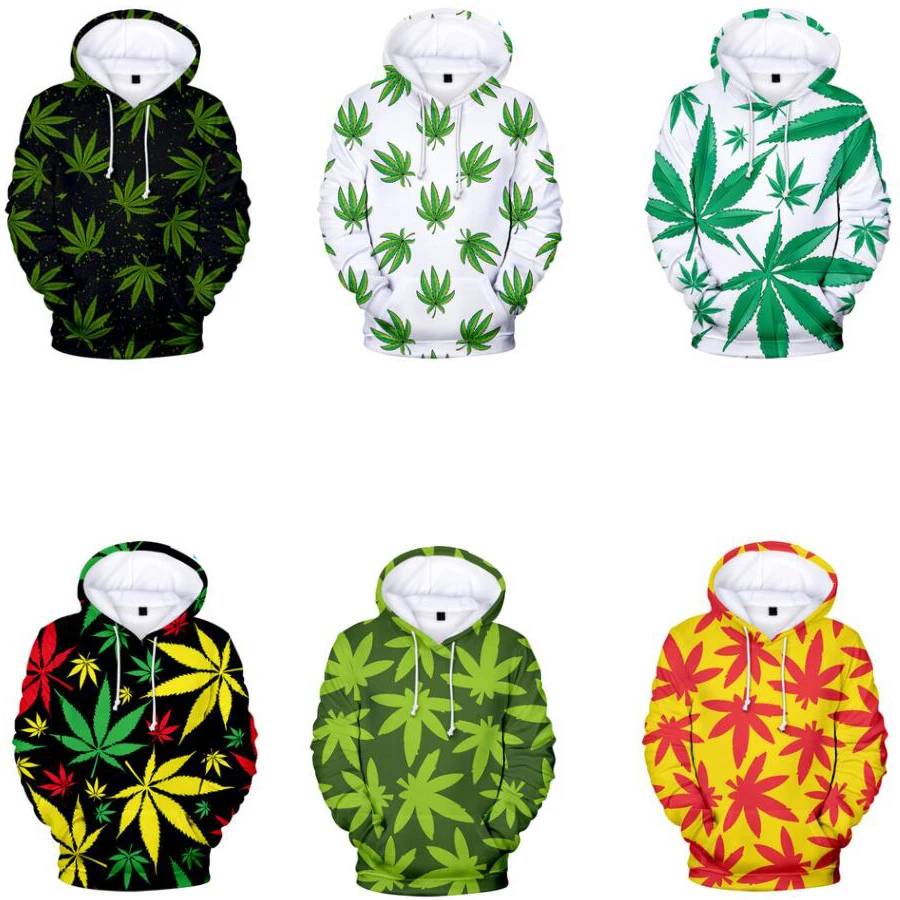 

Green Weed Leaves 3D Print Oversized Women/Men Hoodie Sweatshirt Streetwear Hip Hop Maple Leaf Pullover Hooded Jacket Outerwear