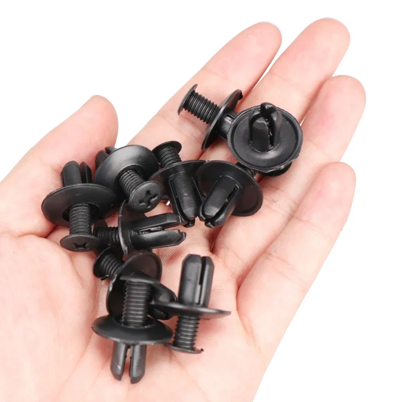 Plastic Auto Clips Auto Clips 10/20/50pcs Universal Car Bumper Fender 8mm Hole Plastic Rivets Fasteners Screw Car Fastener Clips for Toyota Focus Kia Nissan