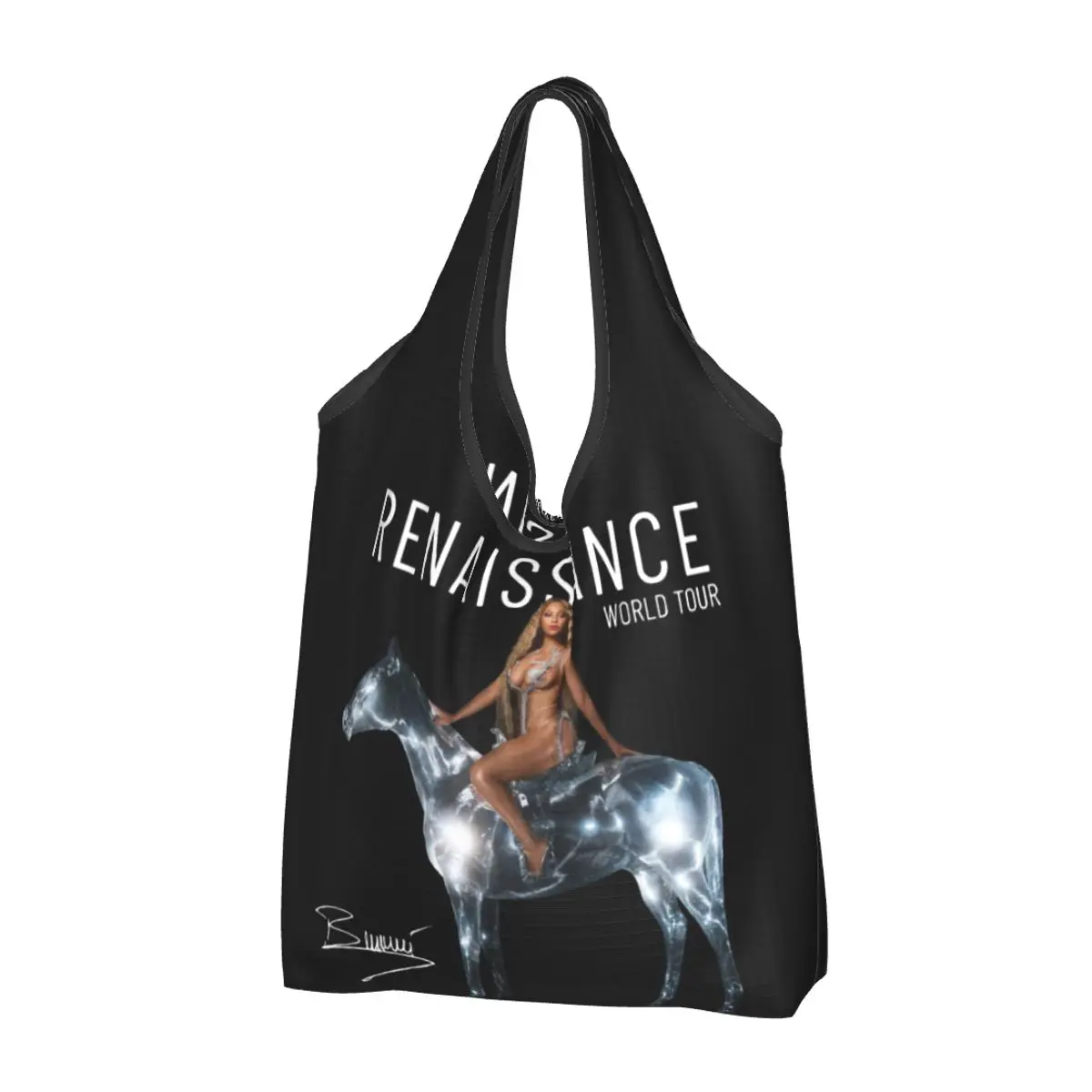 

Reusable Beyonce Renaissance Tour 2023 Shopping Bags for Groceries Foldable Music Concert Grocery Bags Washable Sturdy Large