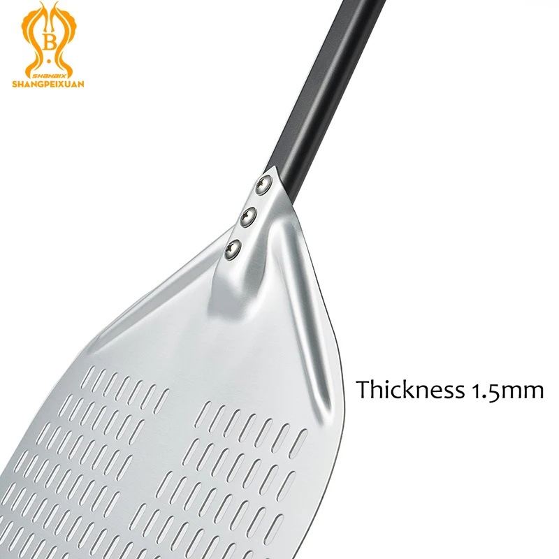 SHANGPEIXUAN 14/13/12 Inch Pizza Peel 51 inch Overall Length Perforated Pizza Shovel Aluminum Peel Oven Accessories