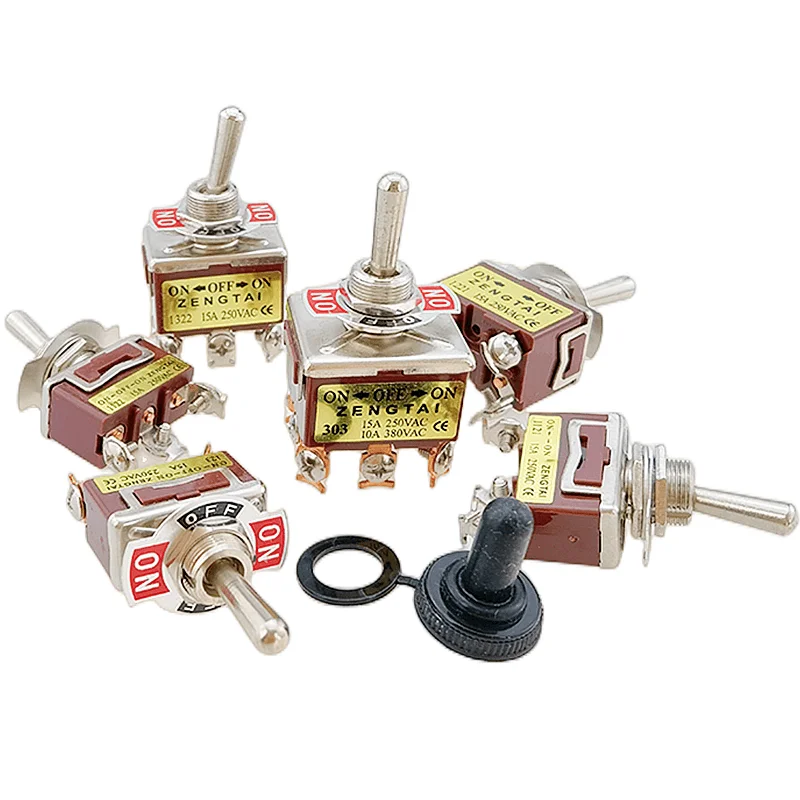 1PCS,High-end Toggle Rocker Button Switch,2/3/4/6/8/9/12 Pin,Self Reset/Self-locking,Silver Contact Copper Pin,12mm,250V 15A