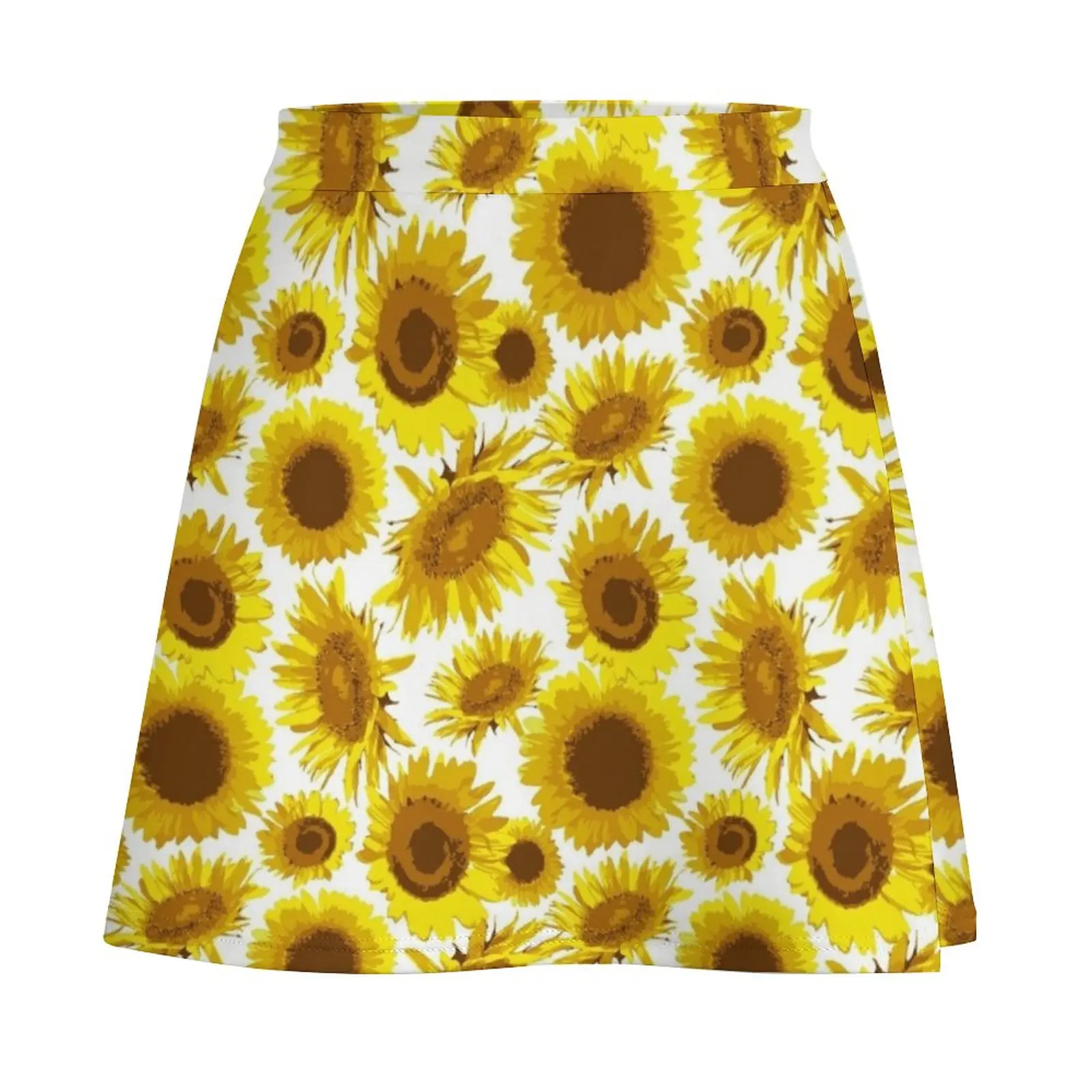 Sunny Sunflowers on White Background Mini Skirt new in external clothes rave outfits for women cute skirt mini skirt