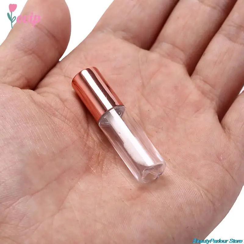 빈 플라스틱 립 밤 튜브 립스틱 미니 샘플 화장품 용기, 캡이 있는 투명 PE 립 글로스 튜브, 4.3x1cm, 10 개
