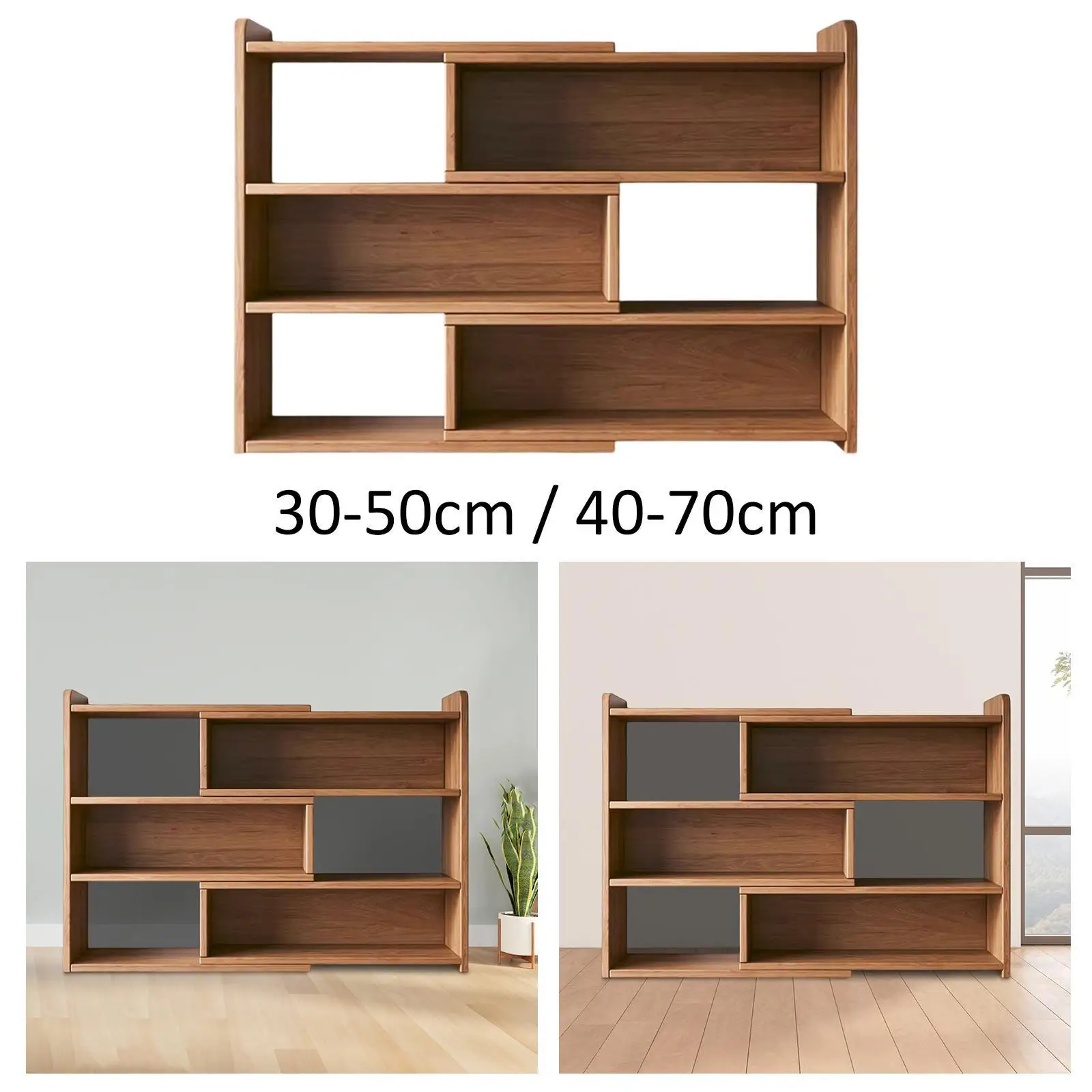 Wooden Bookcase Storage Cabinet Floor Standing Modern Book Rack Retractable Wooden Bookcase Storage Cabinet Floor Standing Modern Book Rack Retractable