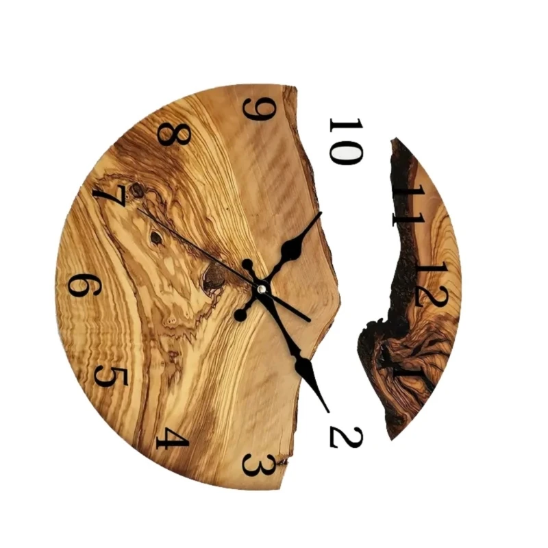 Classical Wood Grains Designs Wall Clock 30cm Quiet Mechanism Transparent Tempered Glass Clock for Bedroom and Kitchen 4