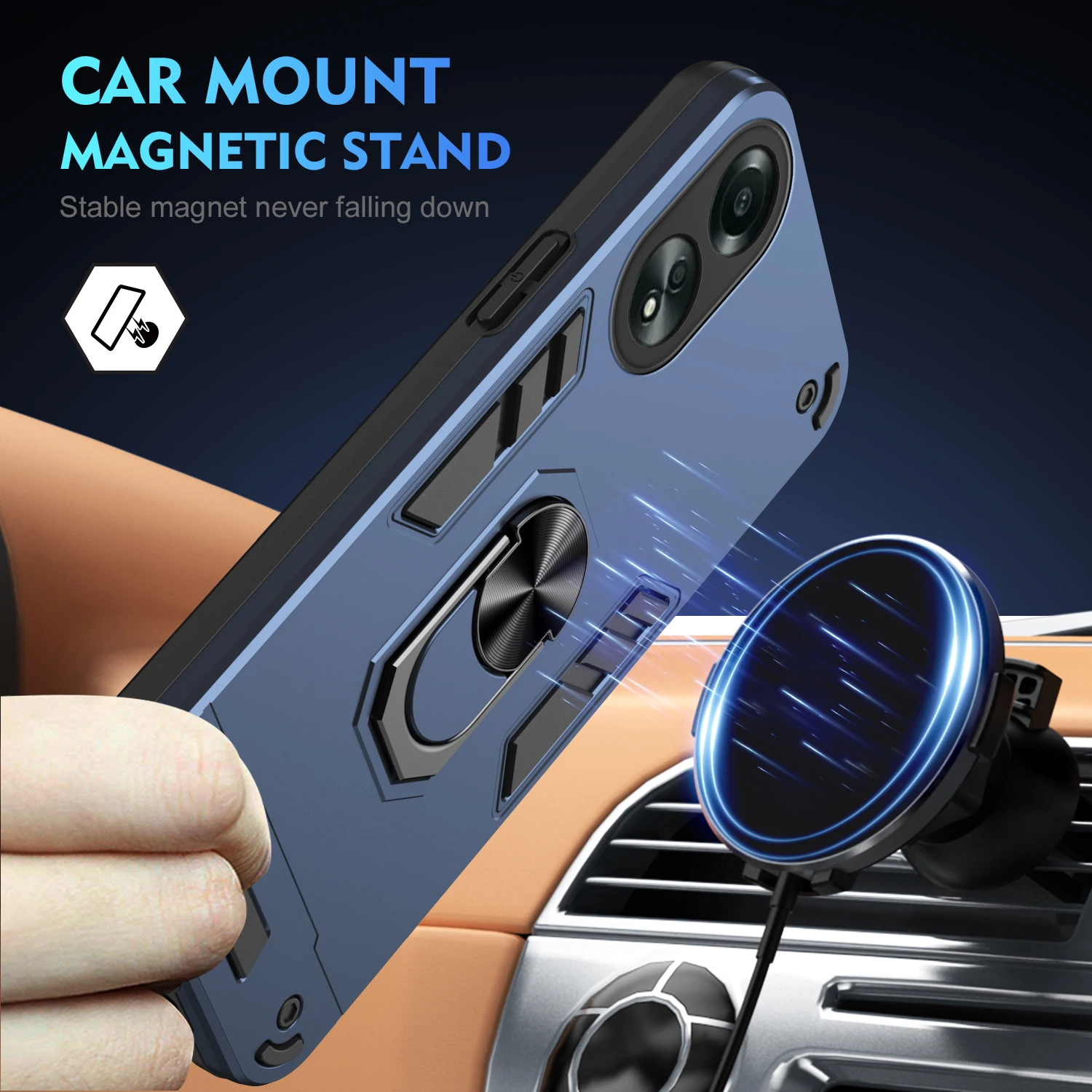 Reno 10 8T Magnetic Phone Holder Case with Protective Bumper Back Cover