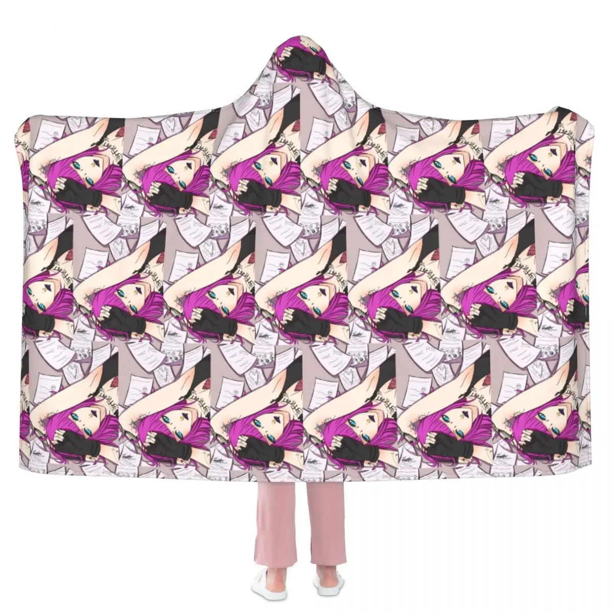 

Made Of Pages Blanket Gothic Punk Cartoon pink hair Fleece Bed Hooded Blanket Super Soft Cheap Aesthetic Bedspread