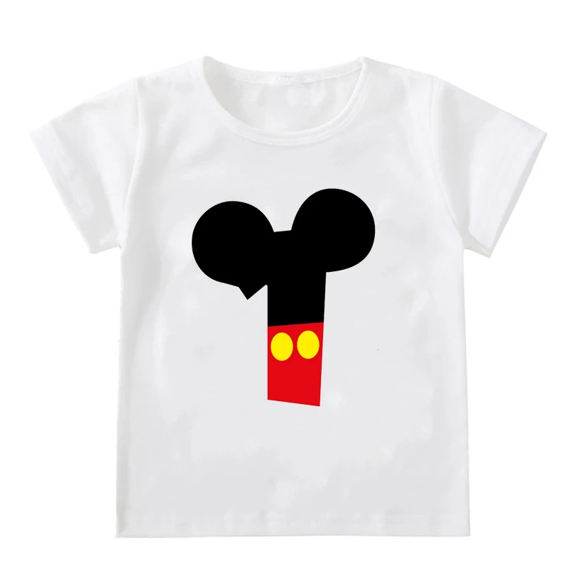 New Kids Boys Girls Mickey Mouse Birthday T-shirts Short Sleeved T Shirt Size 1 2 3 4 5 6 7 8 9 Year Children Party Clothing Tee 3