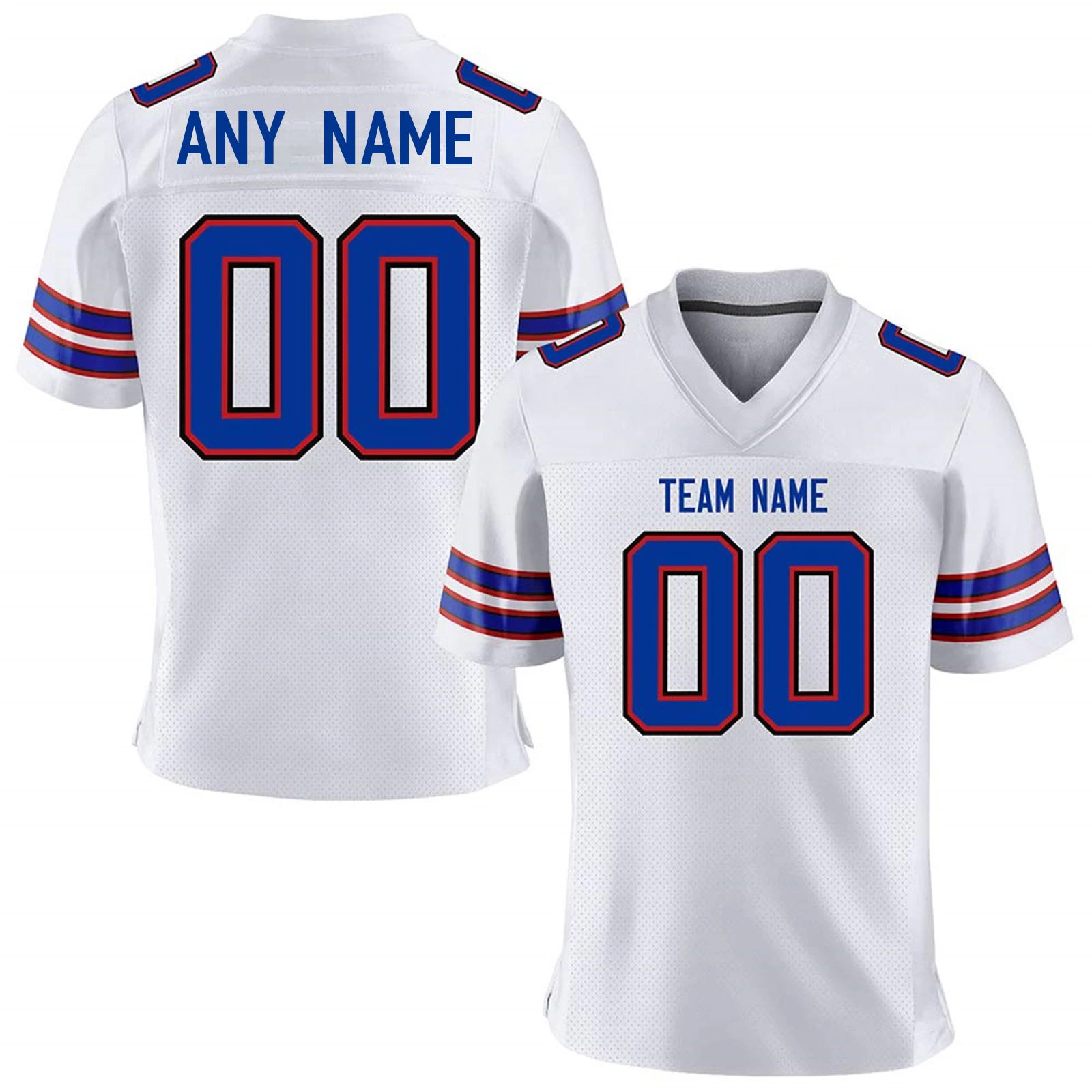 thumbnail image 1 of Camiseta de fútbol americano personalizada de Buffalo Bills para hombres, mujeres y jóvenes, uniforme de fútbol con nombre y número del equipo impreso personalizado, regalo para fanáticos, 1 of 4