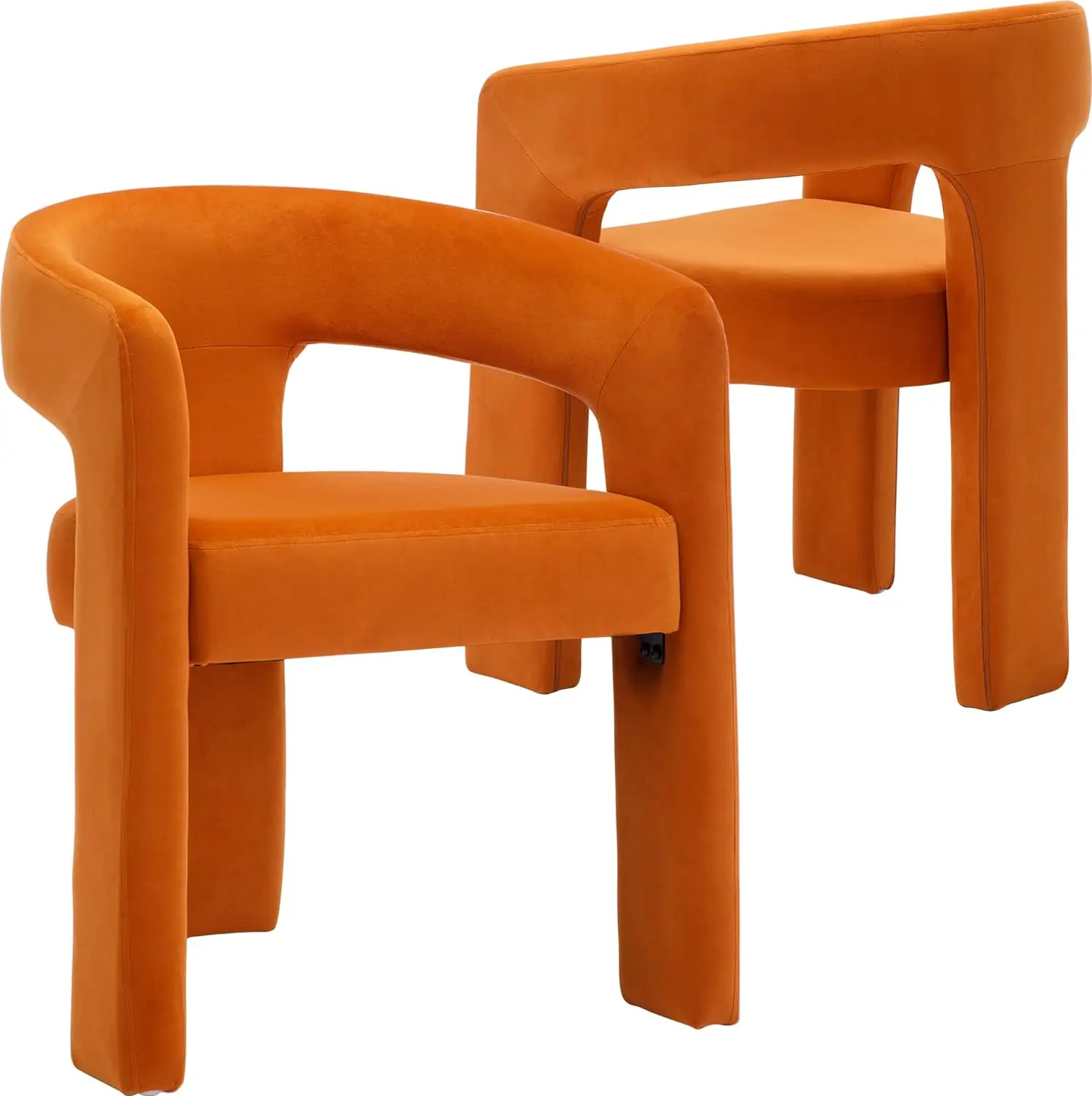 

Wahson Set of 2 Velvet Fabric Upholstered Open-Back Dining Chairs, Modern Kitchen Armchair for Dining Room, Orange