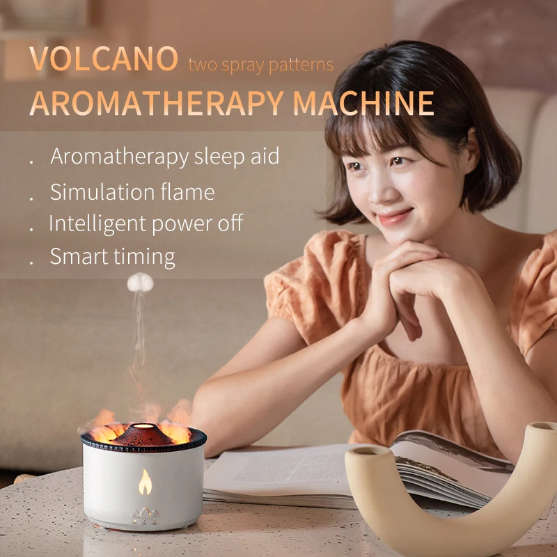 Volcano 3D Flame Aroma Diffuser Air Atomizer Stove Fire Effect Ultrasonic Essential Oil Aromatherapy Machine Flame Humidifier humidification machine with atmosphere humidifier nano mist large capacity fire simulation light flame aromatherapy