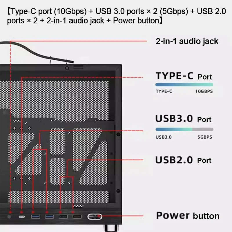 ITX 케이스 휴대용 미니 ITX 섀시 240mm 라디에이터 수냉식 337mm GPU PCIe 3 슬롯 핸들 야외 출장 여행용