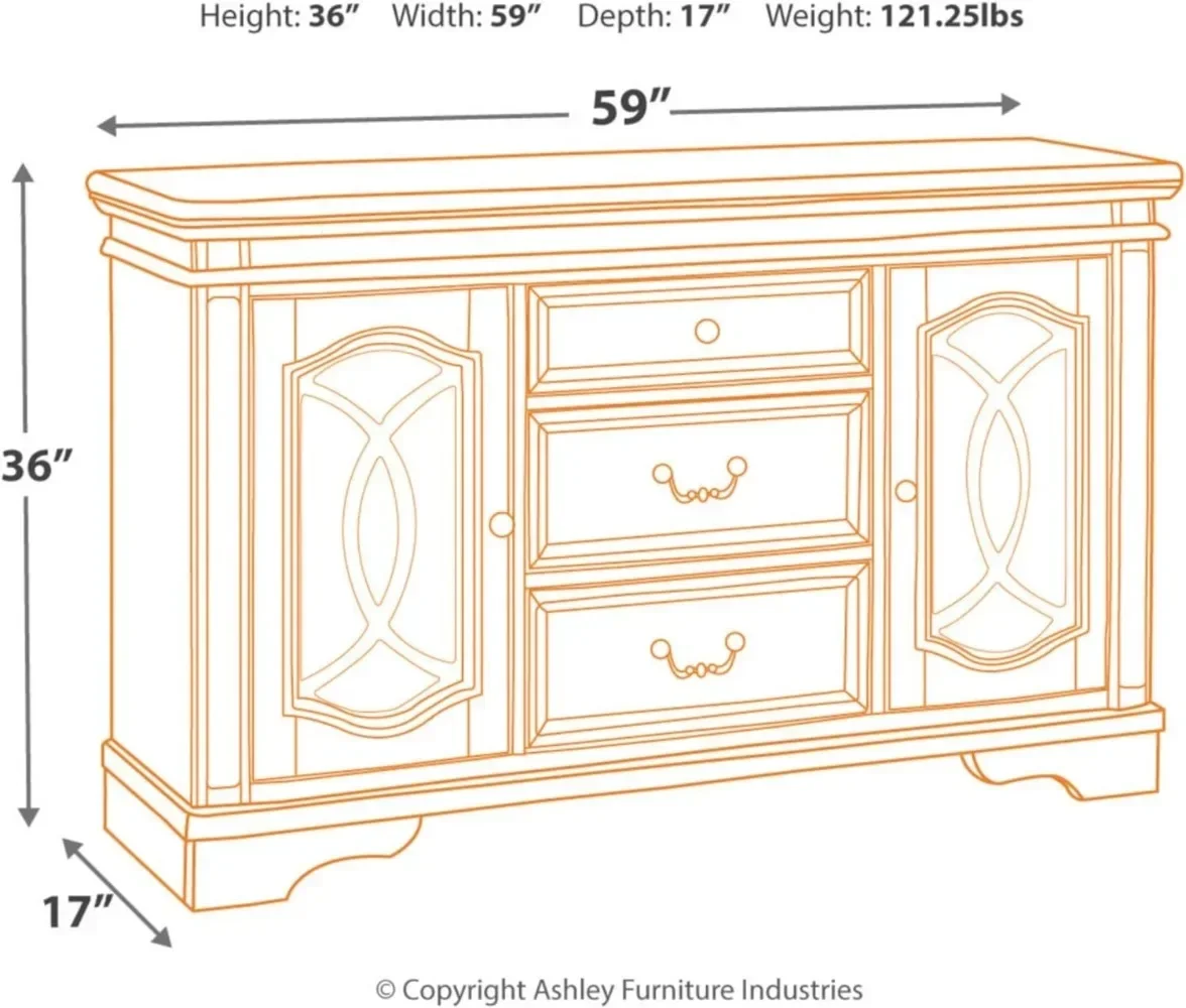 Realyn French Country Distressed Dining Room Buffet or Server, Chipped White 4