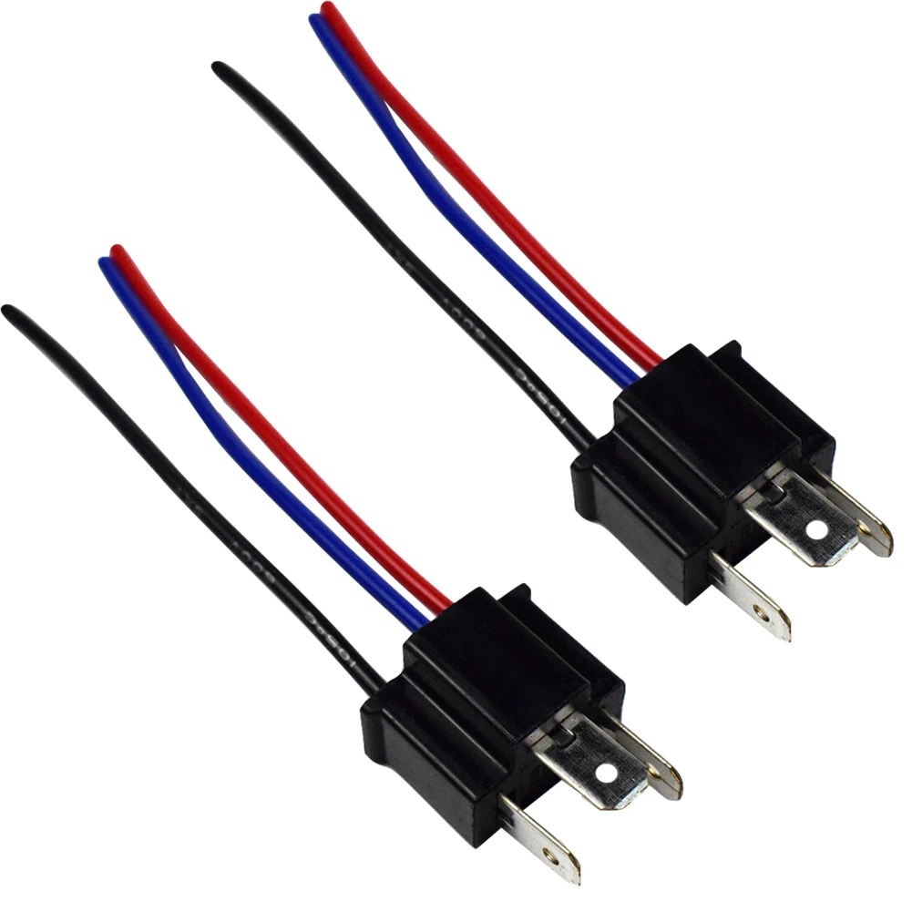 1 Pair 9003 H4 Bulb Headlamp Connector Head/Mother Head ABS+Copper Wire Socket Headlight Fog Lamp Male Adapter Connector Pig