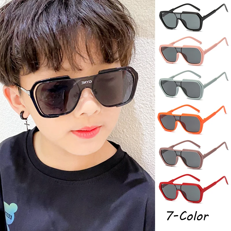 Children Sunglasses Fashion Retro One Piece Rectangle Boys Girls Cute Baby Outdoor UV400 Shade Eyewear
