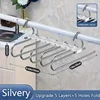1 pc Stainless Steel Retractable Trouser Rack Folding Multi-functional Multi-layer Hanger Home Storage Clothes Drying Rack 4